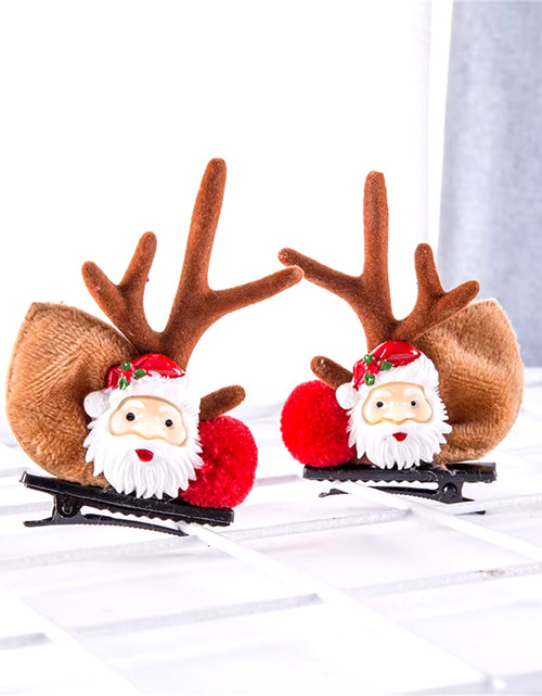 Load image into Gallery viewer, 2Pcs Pack Cute Reindeer Ears Hair Clip Classic Christmas Festive Women Kids Barrettes Party Cosplay Hair Accessories for Girls
