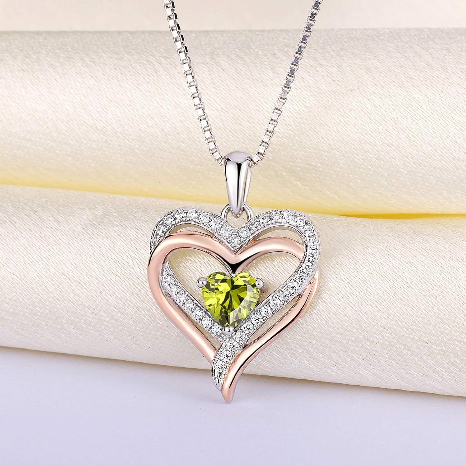 Women'S Heart Necklace Sterling Silver Filigree Love Heart Pendant Cubic Zirconia Jewelry