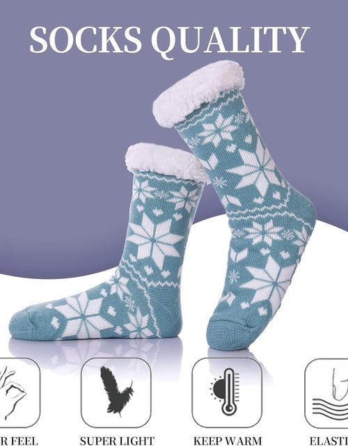 Load image into Gallery viewer, Women&#39;S Winter Super Soft Warm Cozy Fuzzy Snowflake Deer Fleece-Lined with Grippers Slipper Socks
