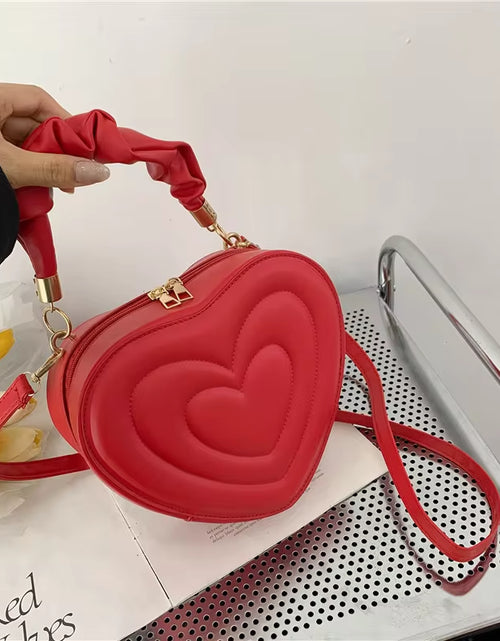 Load image into Gallery viewer, Fashion Love Heart Shape Shoulder Bag Small Handbags Designer Crossbody Bags for Women Solid Pu Leather Top Handle Bag
