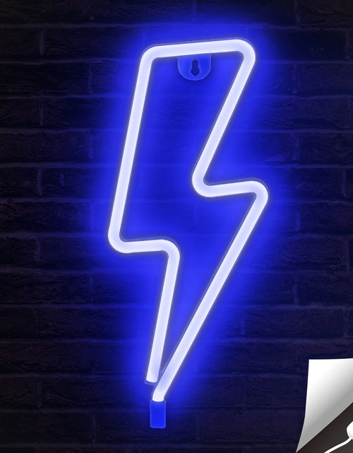 Load image into Gallery viewer, Lightning Bolt Neon Signs, USB Powered Led Lightning Bolt Light with On/Off Switch, Blue Lightning Neon Sign for Wall Decor, Hanging Led Signs, Neon Lights for Bedroom, Gaming Room Setup
