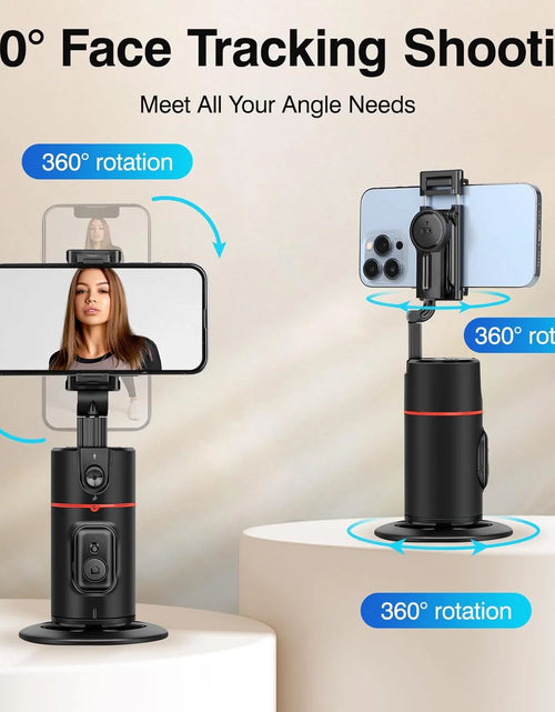 Load image into Gallery viewer, Auto Face Tracking Phone Holder Tripod, No App Required, 360° Rotation Smart Face Body Tracking Tripod Selfie Phone Camera Stand for TIK Tok, Vlog, Live Streaming, Youtube Video
