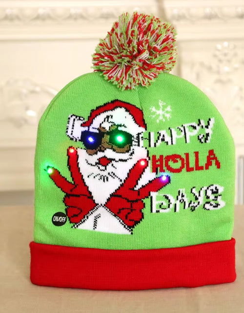 Load image into Gallery viewer, New Style! LED Christmas Hat Beanie Light up Illuminate Warm Hat 48 Patterns New Year Snowman Sweater Hat Christmas Decorations
