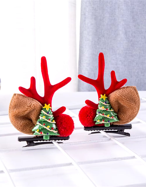 Load image into Gallery viewer, 2Pcs Pack Cute Reindeer Ears Hair Clip Classic Christmas Festive Women Kids Barrettes Party Cosplay Hair Accessories for Girls
