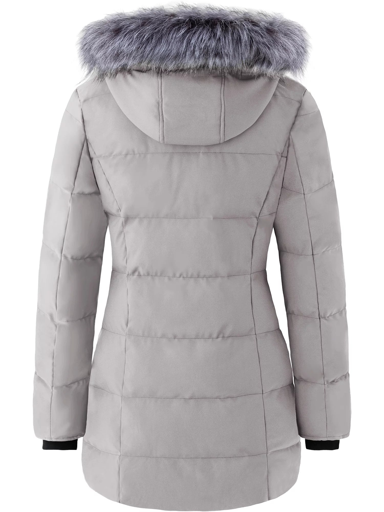 Women'S Puffer Jacket Hooded Parka Warm Winter Coat Long Coats Charcoal L