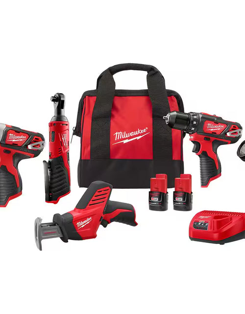 Load image into Gallery viewer, M12 12V Lithium-Ion Cordless Combo Kit (5-Tool) with Two 1.5 Ah Batteries, Charger and Tool Bag
