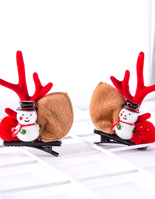 Load image into Gallery viewer, 2Pcs Pack Cute Reindeer Ears Hair Clip Classic Christmas Festive Women Kids Barrettes Party Cosplay Hair Accessories for Girls
