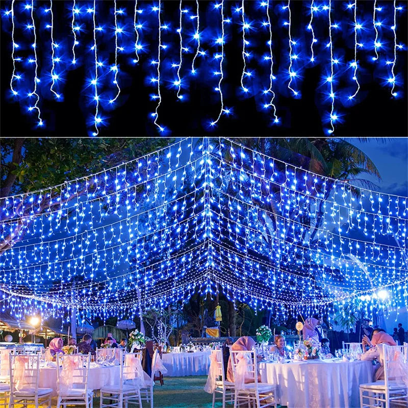 Christmas Lights Waterfall Outdoor Decoration 5M Droop 0.4-0.6M Led Lights Curtain String Lights Party Ggarden Eaves Decoration