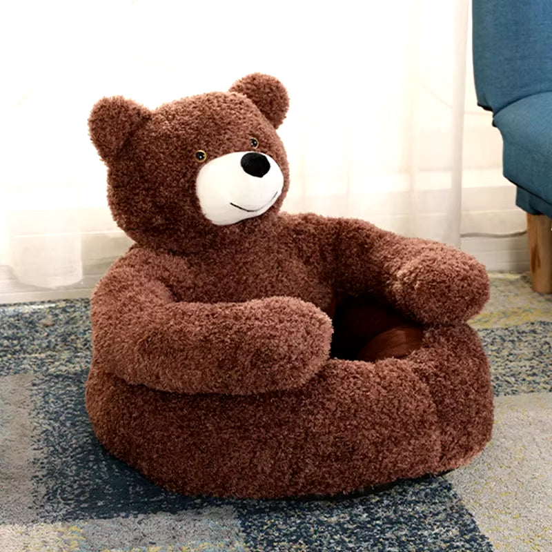 Semi-Enclosed Bear Pet Dog Bed Ultra Soft Cat Bed Detachable Plush Puppy Bed Winter Warm Sleeping Bed Mat Pet Product