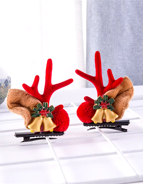 Load image into Gallery viewer, 2Pcs Pack Cute Reindeer Ears Hair Clip Classic Christmas Festive Women Kids Barrettes Party Cosplay Hair Accessories for Girls
