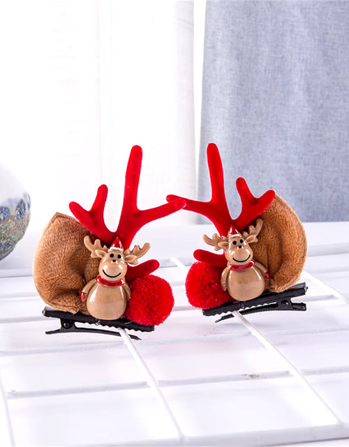 Load image into Gallery viewer, 2Pcs Pack Cute Reindeer Ears Hair Clip Classic Christmas Festive Women Kids Barrettes Party Cosplay Hair Accessories for Girls
