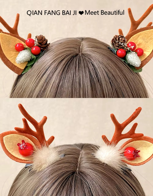 Load image into Gallery viewer, 2Pcs Pack Cute Reindeer Ears Hair Clip Classic Christmas Festive Women Kids Barrettes Party Cosplay Hair Accessories for Girls
