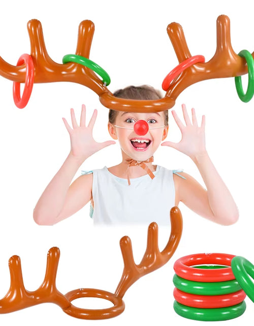 Load image into Gallery viewer, Christmas Inflatable Reindeer Antler Hat Ring Toss Funny Family Game Kids Gift Toy Xmas Party Supplies 2024 Christmas Home Decor
