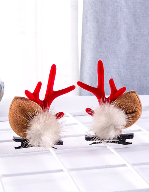 Load image into Gallery viewer, 2Pcs Pack Cute Reindeer Ears Hair Clip Classic Christmas Festive Women Kids Barrettes Party Cosplay Hair Accessories for Girls
