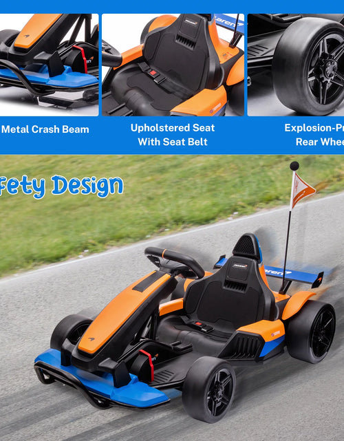 Load image into Gallery viewer, Licensed Mclaren Kids Go Kart, 24V Battery Powered Ride on Car Toy with Bluetooth Function, Safety Belt, LED Lights, Two-Mode Electric Go Cart, Drift Racer Car for Boys Girls
