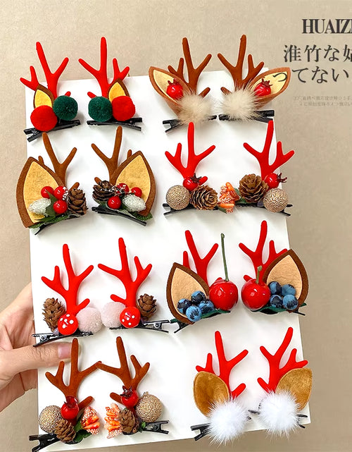 Load image into Gallery viewer, 2Pcs Pack Cute Reindeer Ears Hair Clip Classic Christmas Festive Women Kids Barrettes Party Cosplay Hair Accessories for Girls
