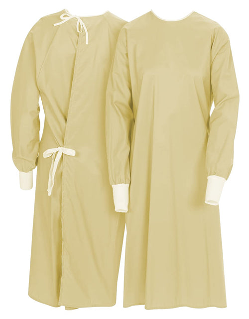 Load image into Gallery viewer, Nobles Reusable Isolation Gowns - Staff Protection for Hospital, Doctor&#39;S Office Yellow Isolation Gowns - Latex-Free Fluid Resistant Isolation Gowns with Knitted Cuffs - 6-Pack
