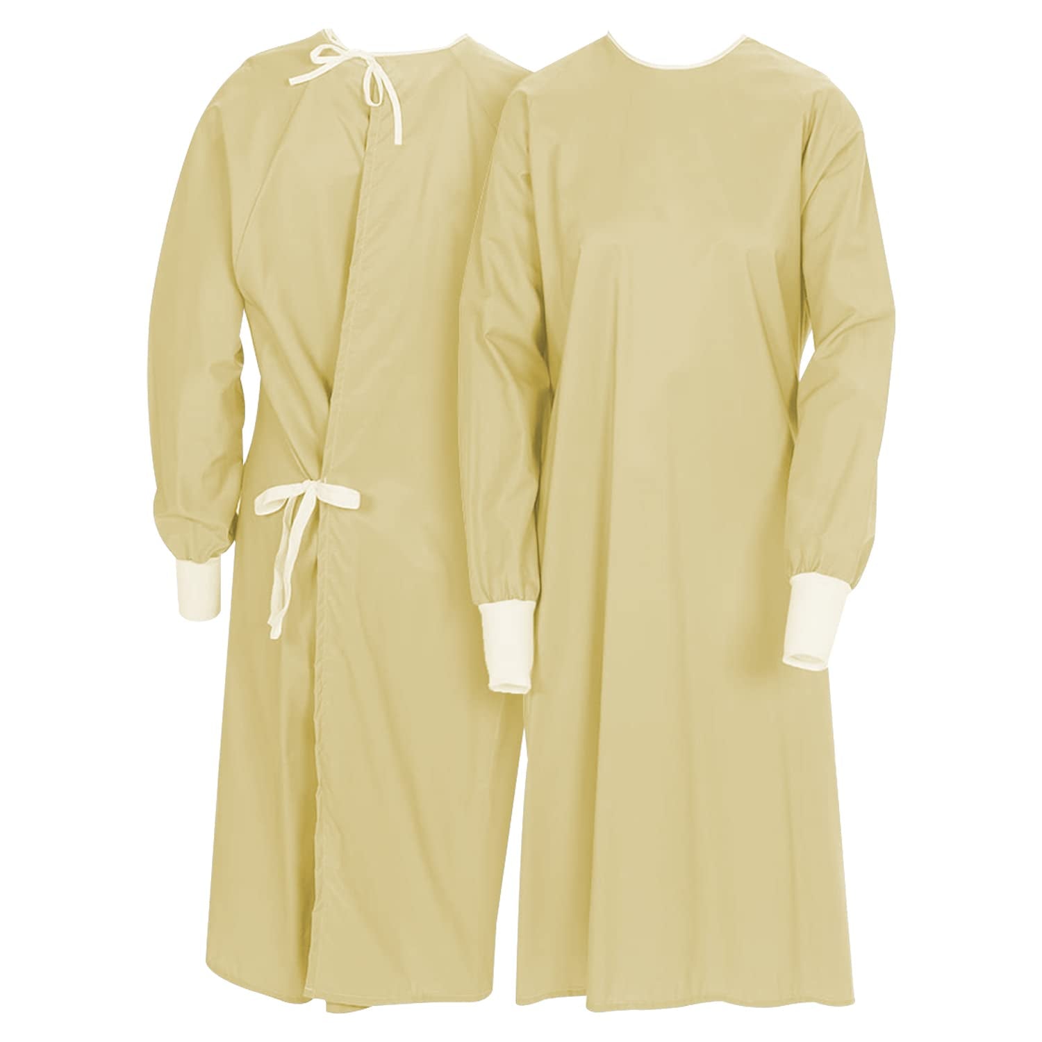 Nobles Reusable Isolation Gowns - Staff Protection for Hospital, Doctor'S Office Yellow Isolation Gowns - Latex-Free Fluid Resistant Isolation Gowns with Knitted Cuffs - 6-Pack