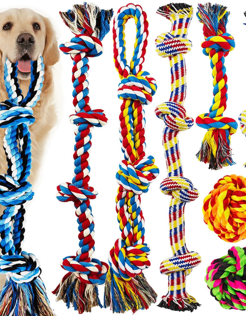 Load image into Gallery viewer, Large Dog Chew Toys for Aggressive Chewers, 12 Pack Indestructible Dog Rope Toys for Large Breeds, Heavy Duty Dental Cotton Rope Dog Toys, Puppy Teething Chew Toys, Tug of War Dog Toy
