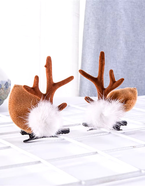 Load image into Gallery viewer, 2Pcs Pack Cute Reindeer Ears Hair Clip Classic Christmas Festive Women Kids Barrettes Party Cosplay Hair Accessories for Girls
