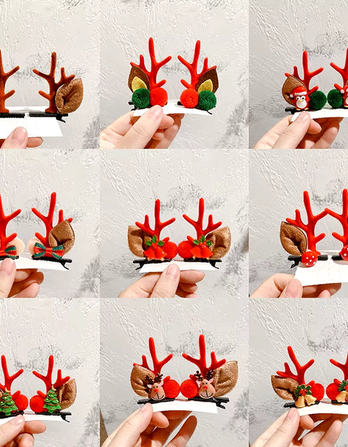 Load image into Gallery viewer, 2Pcs Pack Cute Reindeer Ears Hair Clip Classic Christmas Festive Women Kids Barrettes Party Cosplay Hair Accessories for Girls
