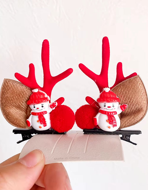 Load image into Gallery viewer, 2Pcs Pack Cute Reindeer Ears Hair Clip Classic Christmas Festive Women Kids Barrettes Party Cosplay Hair Accessories for Girls
