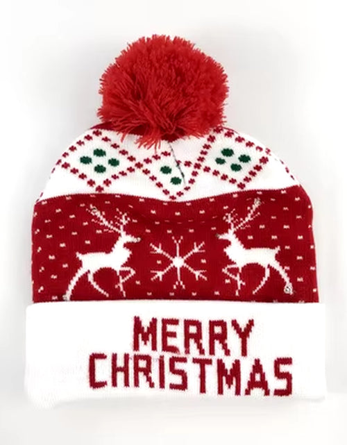 Load image into Gallery viewer, New Style! LED Christmas Hat Beanie Light up Illuminate Warm Hat 48 Patterns New Year Snowman Sweater Hat Christmas Decorations
