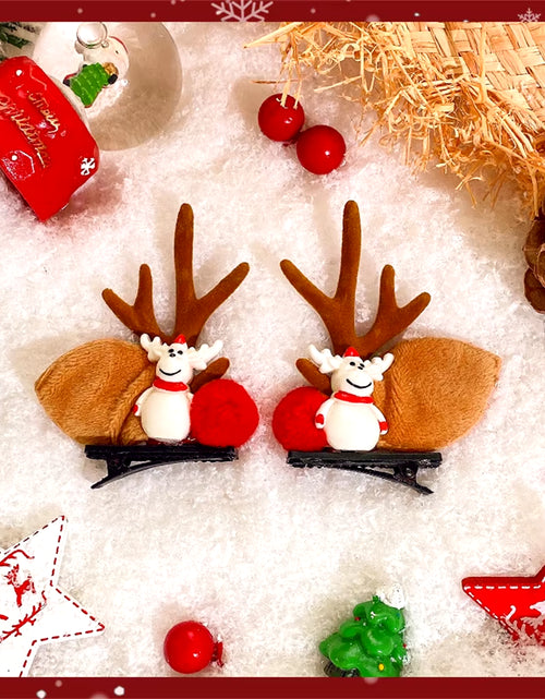 Load image into Gallery viewer, 2Pcs Pack Cute Reindeer Ears Hair Clip Classic Christmas Festive Women Kids Barrettes Party Cosplay Hair Accessories for Girls
