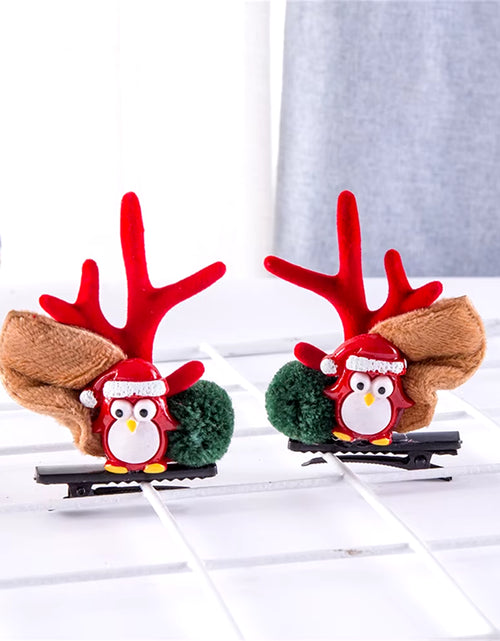 Load image into Gallery viewer, 2Pcs Pack Cute Reindeer Ears Hair Clip Classic Christmas Festive Women Kids Barrettes Party Cosplay Hair Accessories for Girls
