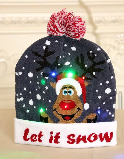 Load image into Gallery viewer, New Style! LED Christmas Hat Beanie Light up Illuminate Warm Hat 48 Patterns New Year Snowman Sweater Hat Christmas Decorations
