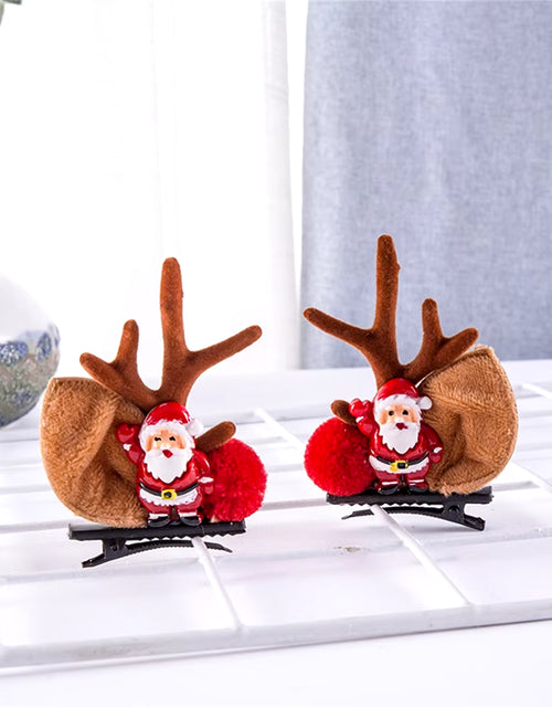 Load image into Gallery viewer, 2Pcs Pack Cute Reindeer Ears Hair Clip Classic Christmas Festive Women Kids Barrettes Party Cosplay Hair Accessories for Girls
