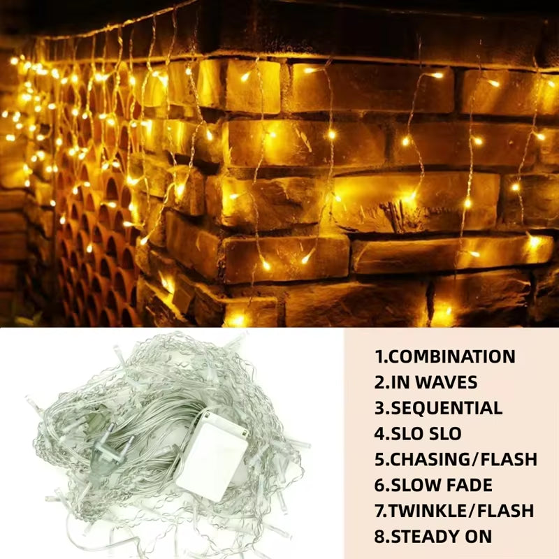 Christmas Lights Waterfall Outdoor Decoration 5M Droop 0.4-0.6M Led Lights Curtain String Lights Party Ggarden Eaves Decoration