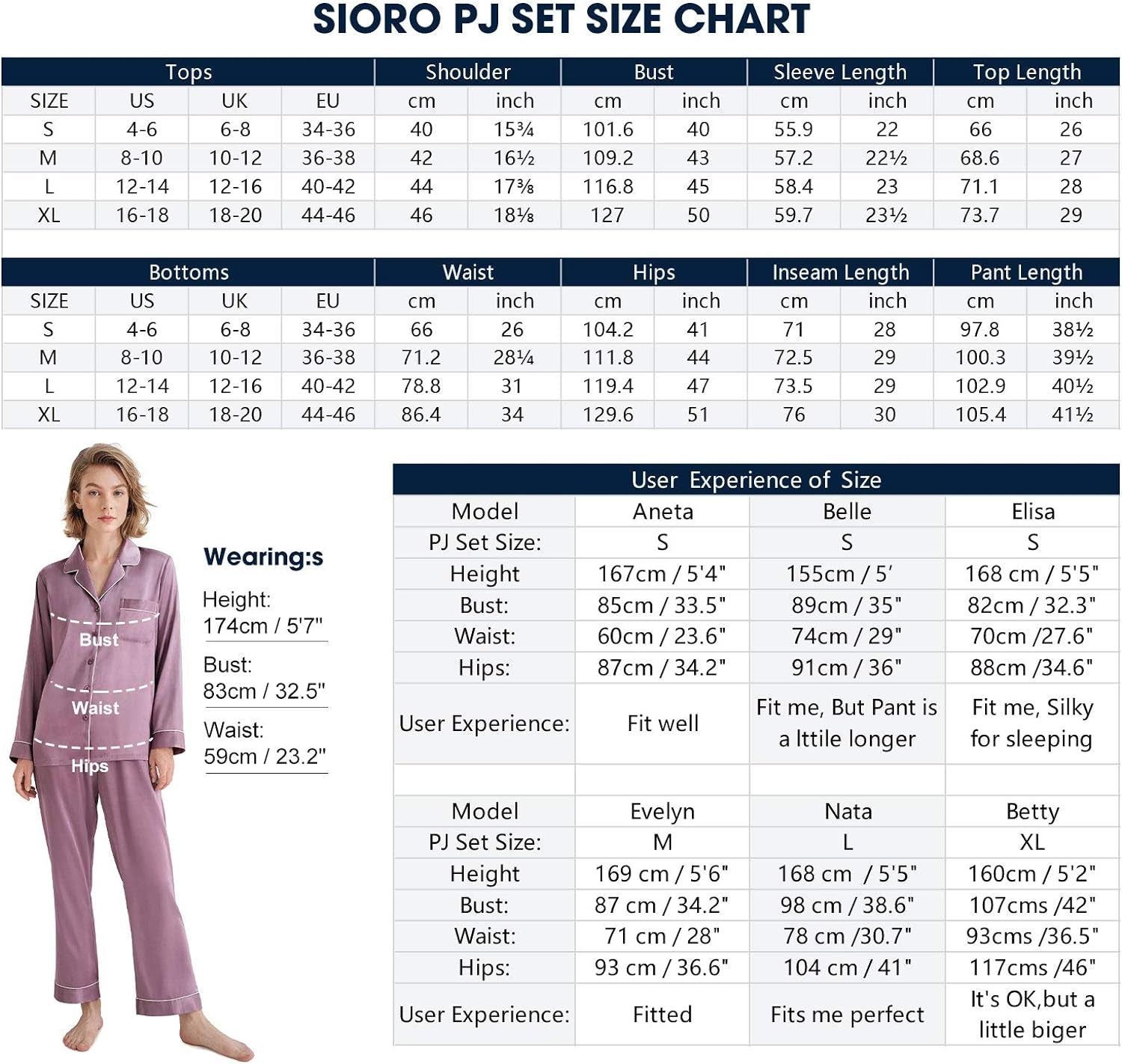 Silk Satin Pajamas Women, Long Sleeve Silk Pjs for Women Set, Two-Piece Button-Down Sleepwear, Small~X-Large