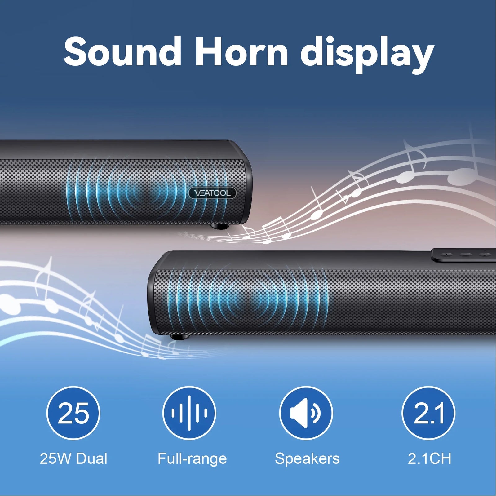 2.1Ch Sound Bars for TV, Soundbar with Subwoofer, Wired & Wireless Bluetooth 5.0 3D Surround Speakers, Optical/Hdmi/Aux/Rca/Usb Connection, Wall Mountable, Remote Control