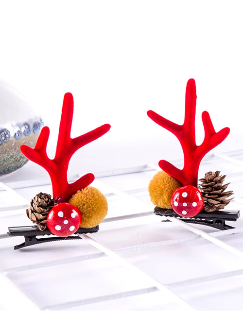 Load image into Gallery viewer, 2Pcs Pack Cute Reindeer Ears Hair Clip Classic Christmas Festive Women Kids Barrettes Party Cosplay Hair Accessories for Girls
