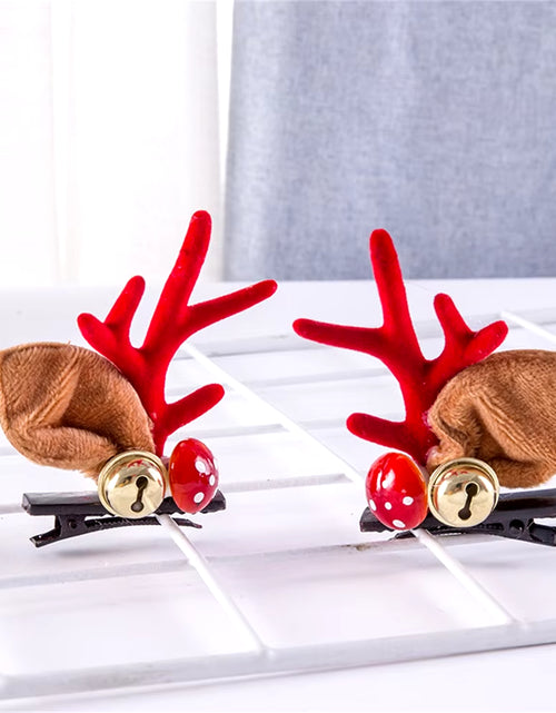 Load image into Gallery viewer, 2Pcs Pack Cute Reindeer Ears Hair Clip Classic Christmas Festive Women Kids Barrettes Party Cosplay Hair Accessories for Girls
