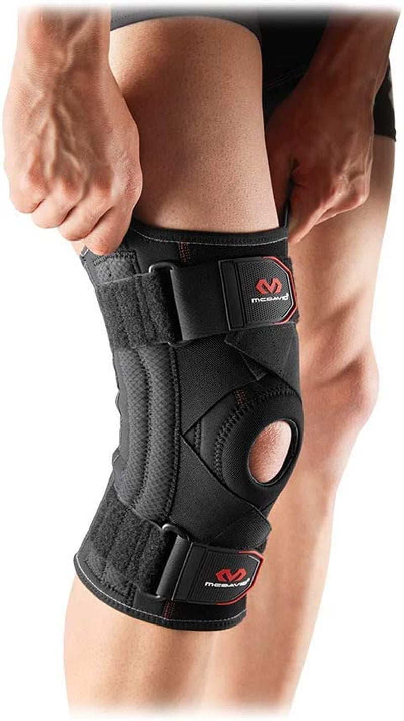 Knee Brace Support with Side Stays & Compression. Knee Sleeve Cross Straps for Knee Stability, Patellar Tendon Support, Tendonitis, Arthritis Pain Relief, Recovery.